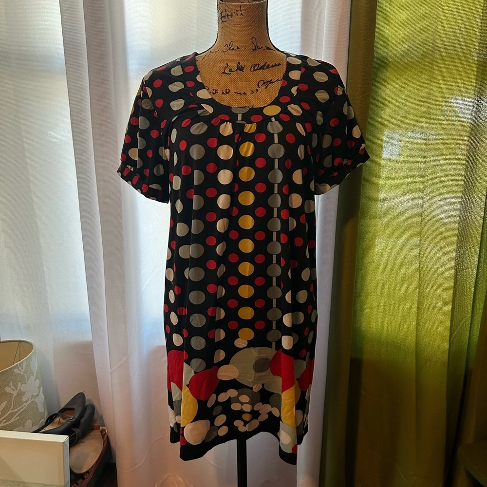 Chic Polka Dot Tunic in Black and Red Size Large
